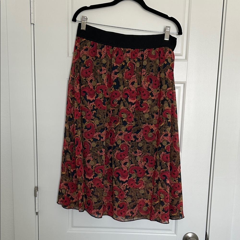 Women’s A-Line Paisley Midi Skirt in Wine and Black